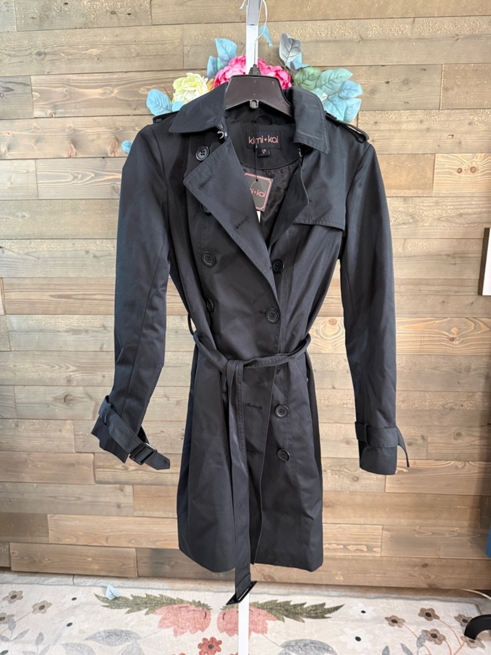 Kimi + Kai Women's Black Trench Coat size Small